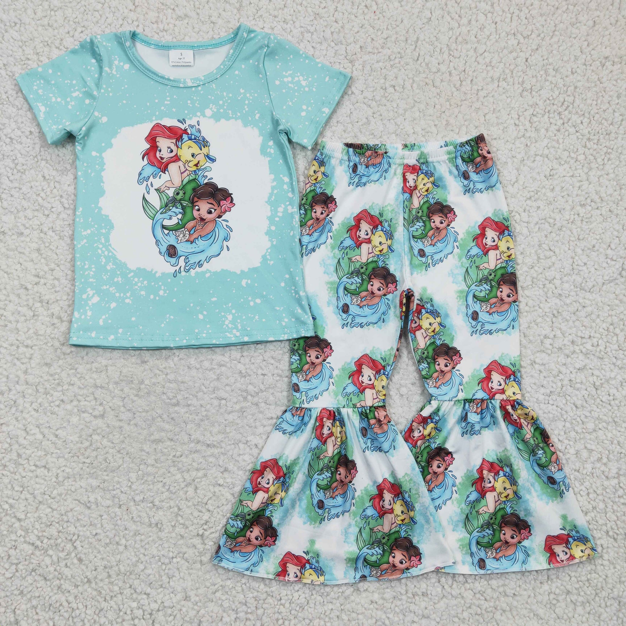 GSPO0393 Short Sleeve Girls Mermaid Print Suit