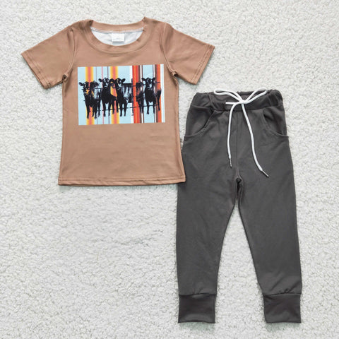 BSPO0064Boys Cow Print Short Sleeve Trousers