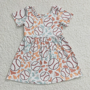 baseball girls short sleeve dress