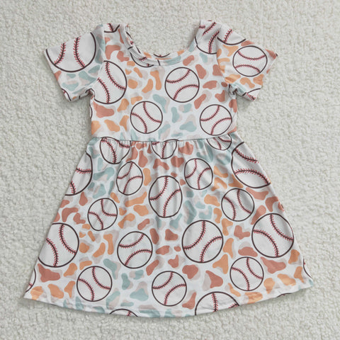 baseball girls short sleeve dress
