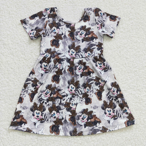 Girls cartoon print short sleeve dress