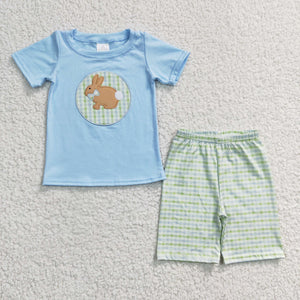 BSSO0130 Blue Embroidered Bunny Easter Set