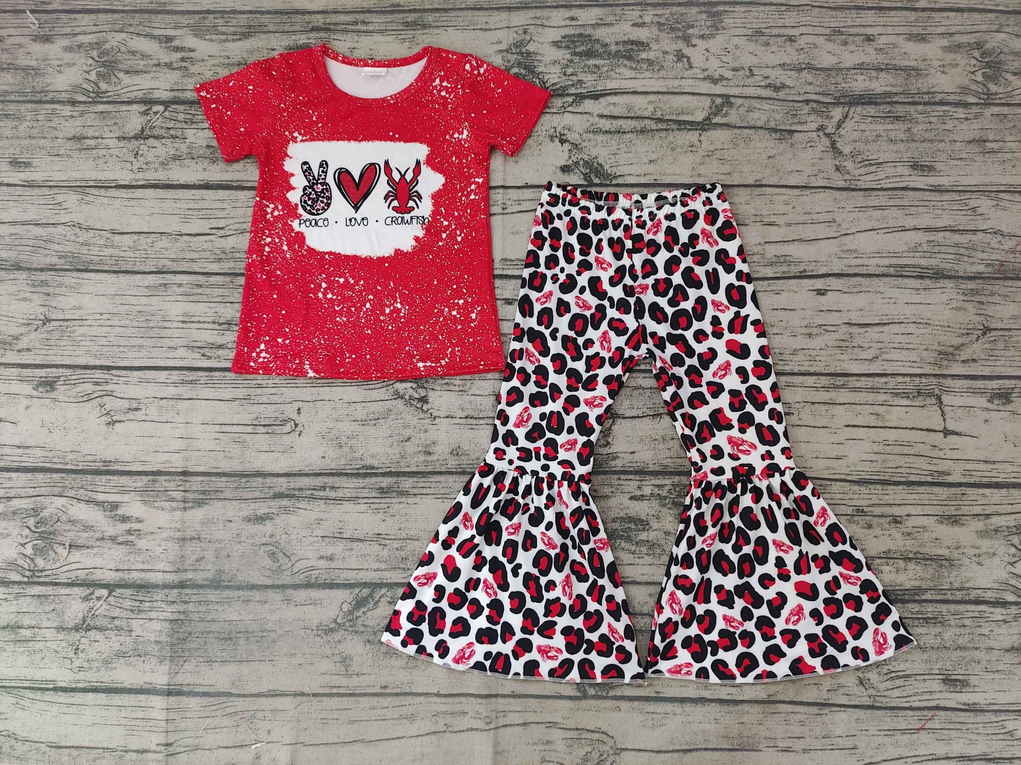 GSPO0432 Baby  Short Sleeve and Bell Bottoms Pants Sets