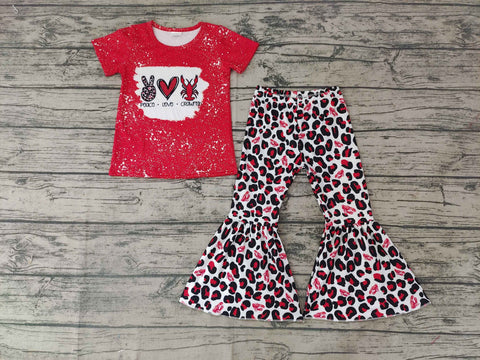 GSPO0432 Baby  Short Sleeve and Bell Bottoms Pants Sets