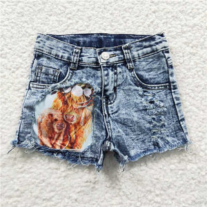 SS0024  Alpine cow denim shorts