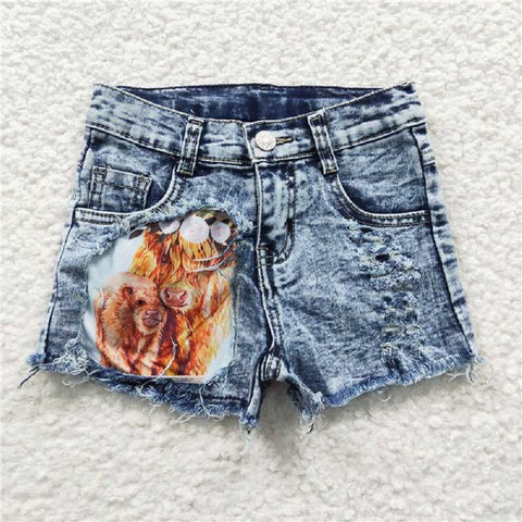 SS0024  Alpine cow denim shorts