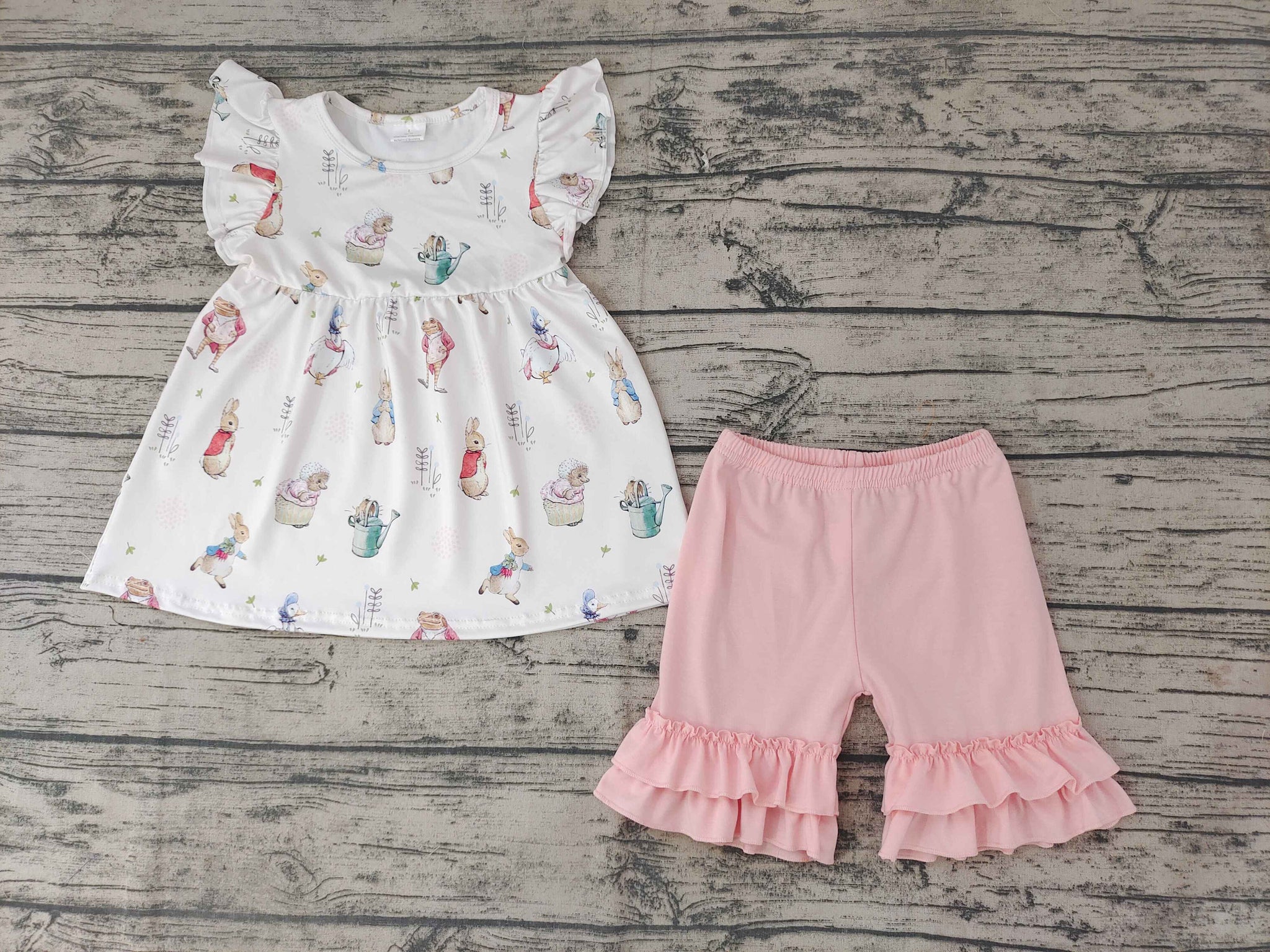 GSSO0154 Baby Girls Summer Short Sleeve Shorts Sets
