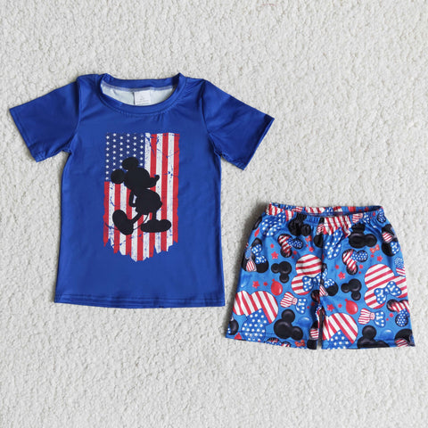4th of July Baby Boys Short Sleeve Summer Shorts Sets