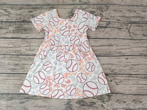 GBD0249 Girls Baseball Short Sleeve Dress