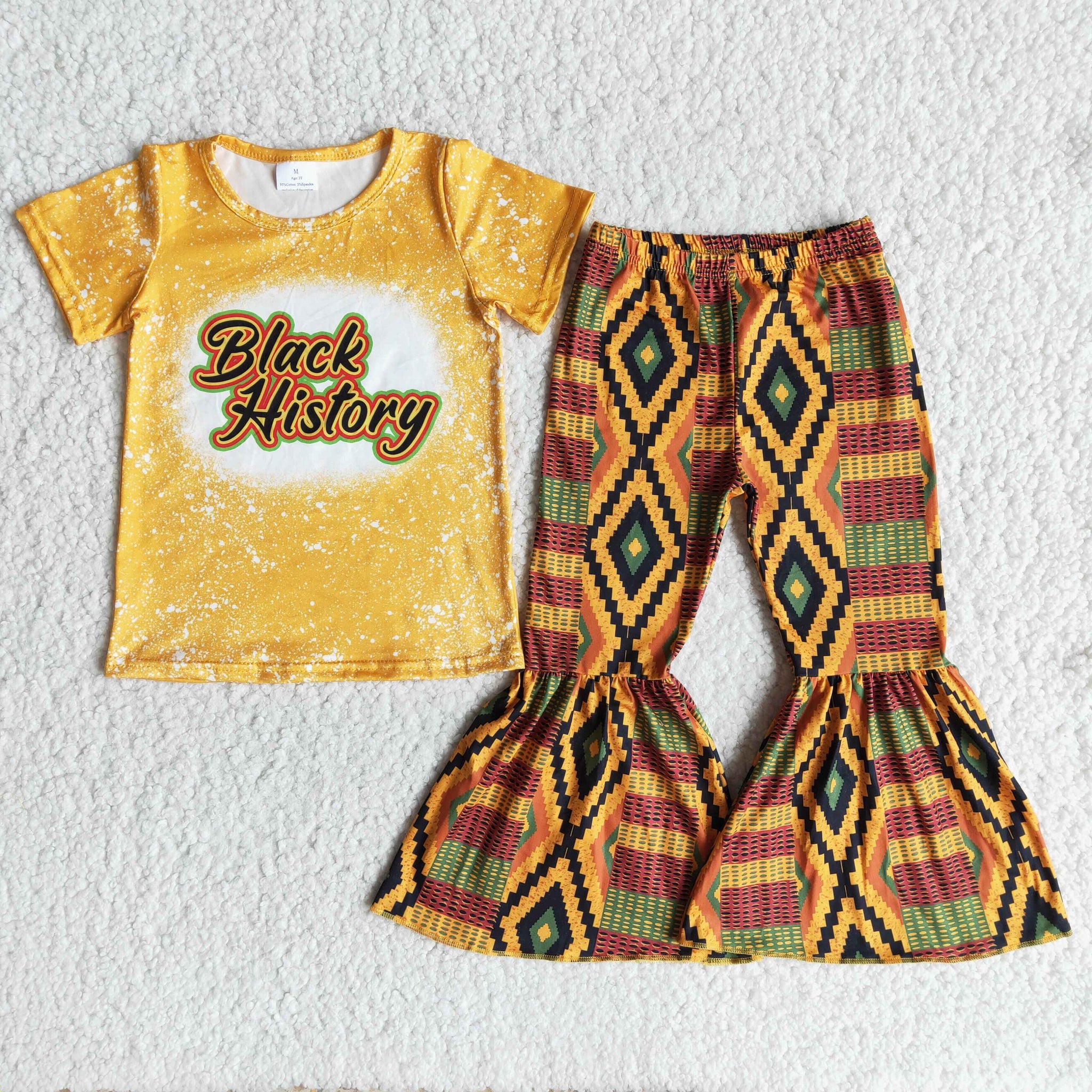 E14-3 Baby Girls Short Sleeve and Bell Bottoms Pants Sets